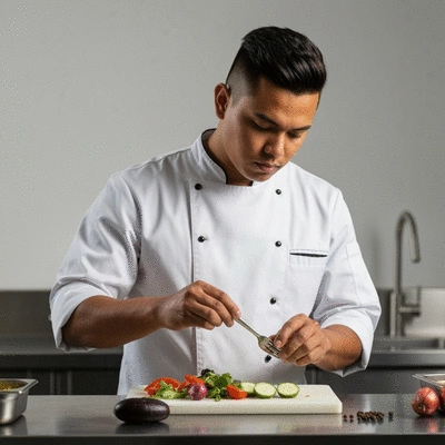 Chef sautéing vegetables in a pan, enhancing umami flavors